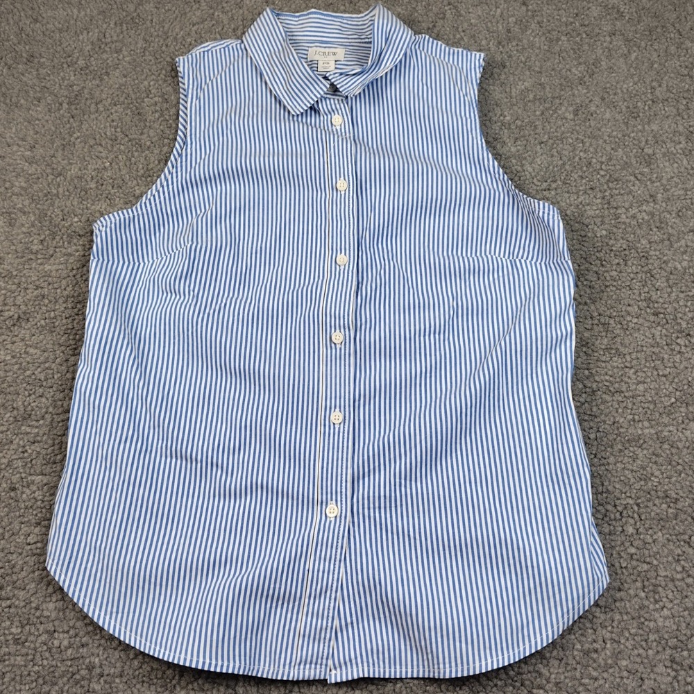 J.Crew Button Up Shirt Sz PS Striped Sleeveless Blue White